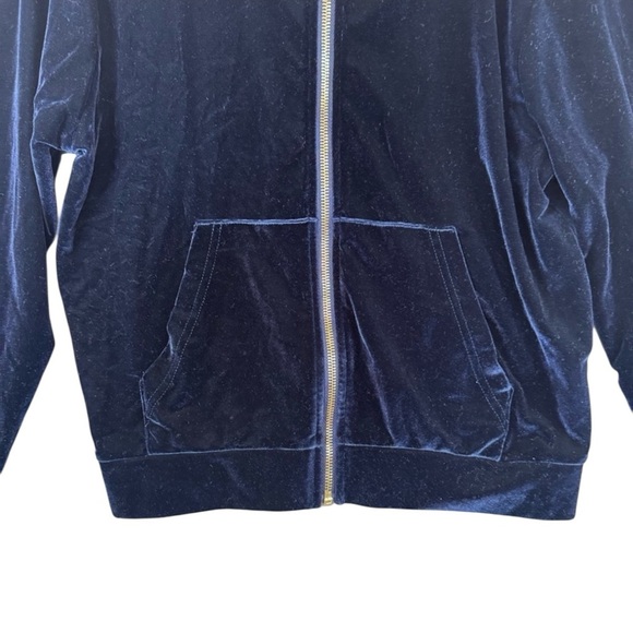 Fabletics Daria Navy Velour, Gold Zip Up, Hooded Jacket Women's XS - Picture 4 of 11